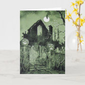 Spokenhuis Jack O' Lantern Geest Vleermuis Kaart (Gele Bloem)