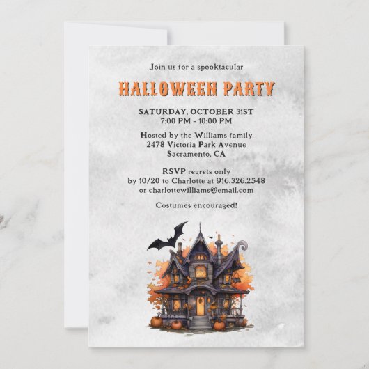 Spokenhuis Jack O’Lantern Halloween-feest Kaart (Voorkant)