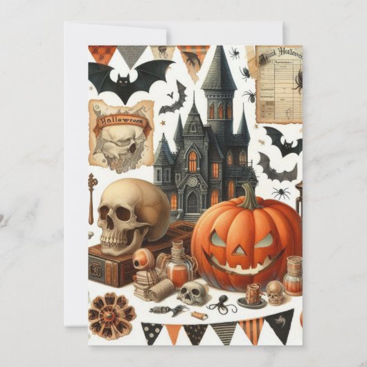 Spokenhuis Kinderkostuumfeest Halloween Kaart (Achterkant)
