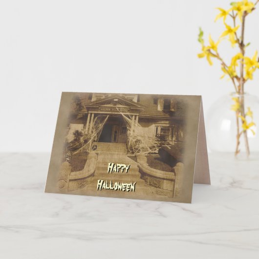 Spokenhuis met Halloween Kaart (Gele Bloem)