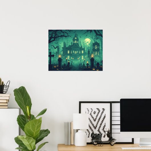 Spokenhuis onder het maanlicht poster (Thuiskantoor)