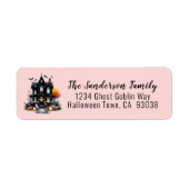Spokenhuis Roze Halloween Retouradres Etiket (Voorkant)