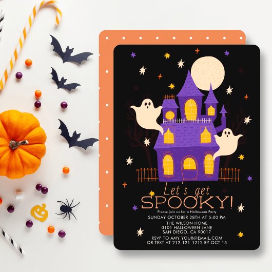 Spokenhuis Spoken Zwarte Halloween Feest Kaart