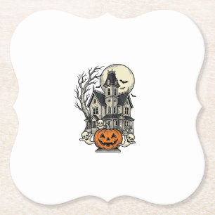 Spokenhuis T-shirt Vintage Gravure Halloween De Kartonnen Onderzetters