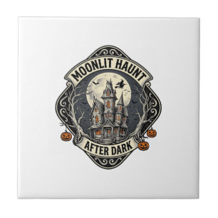 Spokenhuis T-shirt Vintage Halloween Maan Heks D Tegeltje