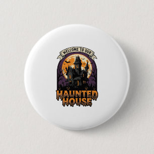 Spokenhuis T-shirt Vintage Halloween Welkom Desi Ronde Button 5,7 Cm