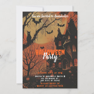Spokenhuis Vollemaan Pompoenen Halloween Feest Kaart