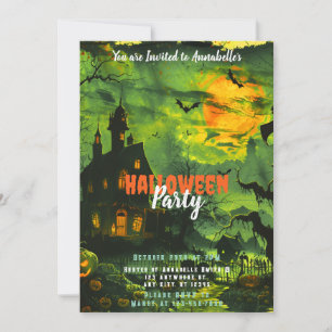 Spokenhuis Vollemaan Pompoenen Halloween Feest Kaart
