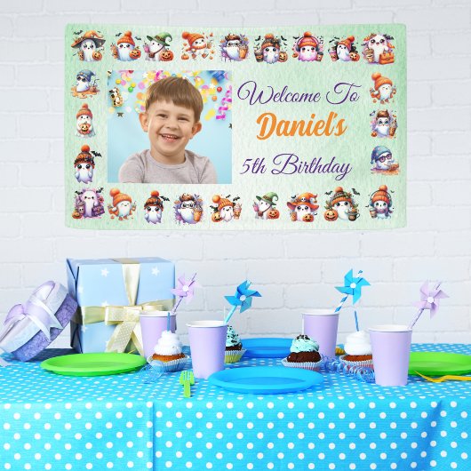 Spokenthema in lichtgroene waterverf verjaardag spandoek