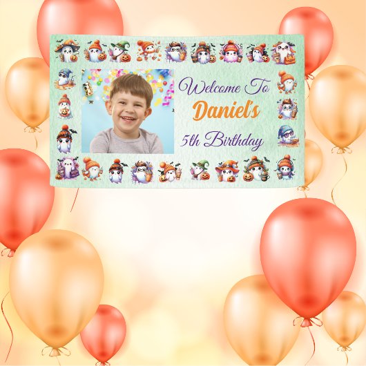 Spokenthema in lichtgroene waterverf verjaardag spandoek