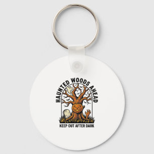 Spokige Behekste Boom Vintage Halloween Waarschuwi Sleutelhanger