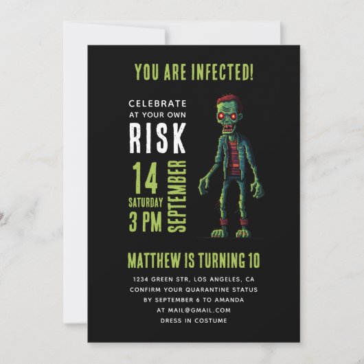 Spokige zwarte zombie-jarige verjaardag kaart (Voorkant)