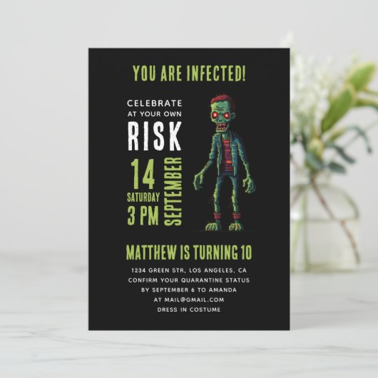 Spokige zwarte zombie-jarige verjaardag kaart (Staand voorkant)