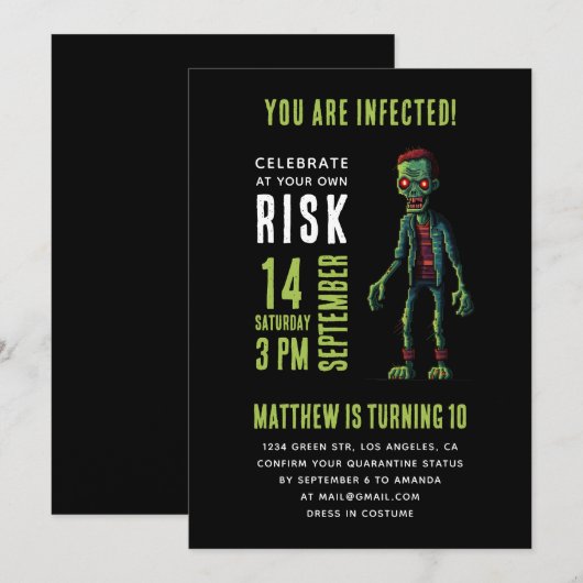 Spokige zwarte zombie-jarige verjaardag kaart (Voorkant / Achterkant)