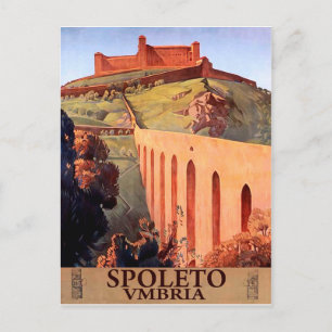 Spoleto, middeleeuws fort, Umbrië, Italië Briefkaart
