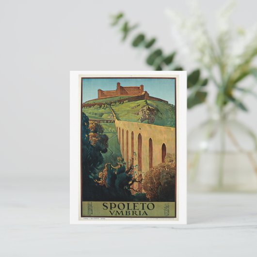  Spoleto Umbria 1920s Italiaanse reis Briefkaart (Staand voorkant)