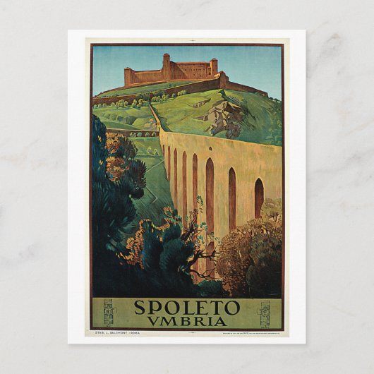  Spoleto Umbria 1920s Italiaanse reis Briefkaart (Voorkant)