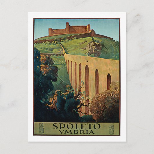 Spoleto Umbria Italy Vintage Travel Poster Art Briefkaart (Voorkant)