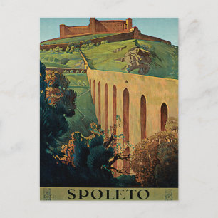 Spoleto Umbria Italy Vintage Travel Poster Art Briefkaart