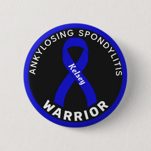 Spondylitis Ankylopoetica Warrior Ribbon Black But Ronde Button 5,7 Cm