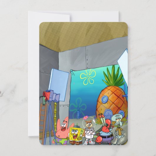 Sponge  Birthday Invitation FOR KIDS Kaart (Achterkant)