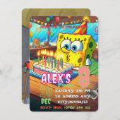 Sponge  Birthday Invitation FOR KIDS Kaart (Voorkant / Achterkant)