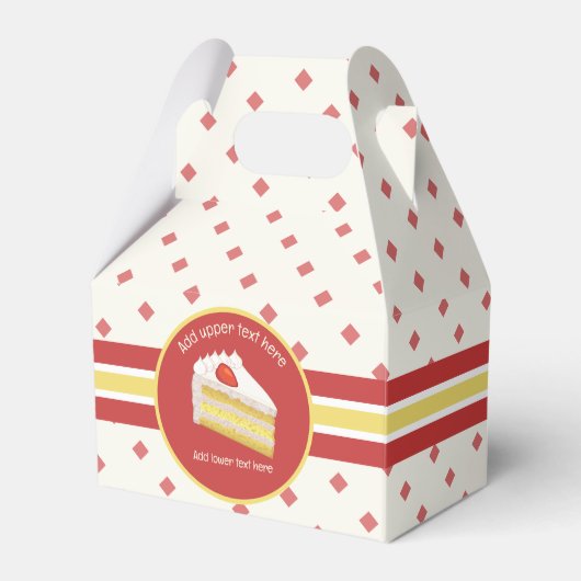 Sponge Cake - Frosted Tres Leches crème and red Fa Bedankdoosjes (Voorkant Zijde)