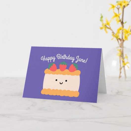 Sponge Cake | Happy Birthday Greeting Folded Kaart (Gele Bloem)