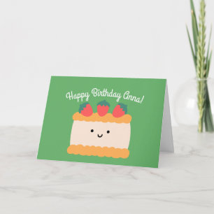 Sponge Cake   Happy Birthday Greeting Folded Kaart