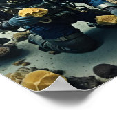 Sponge-duiker die het rif werkt poster (Hoek)