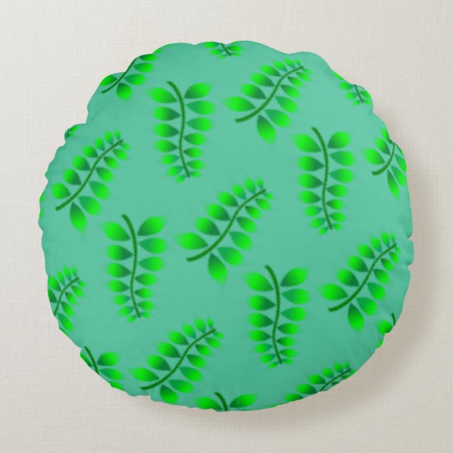 Sponged Foliage Pattern Rond Kussen (Voorkant)
