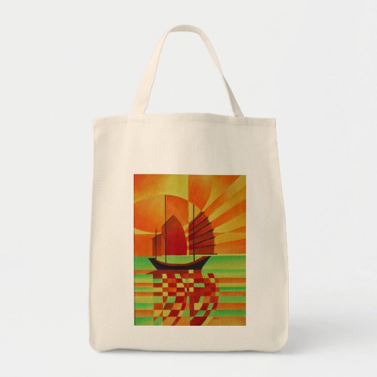 Sponk op Zee van Abstracte Groene Cubist Tote Bag (Voorkant)