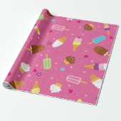 Sponken, cupcakes, consumptie-ijs en popsicles cadeaupapier (Uitgerold)