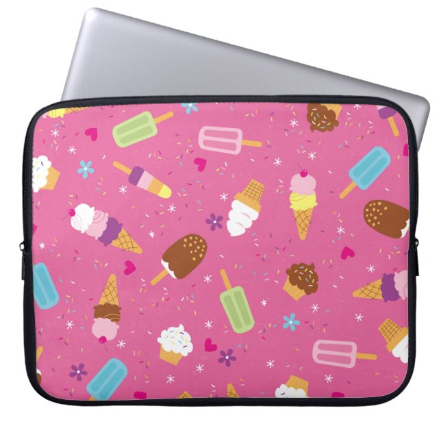 Sponken, cupcakes, consumptie-ijs en popsicles laptop sleeve (Voorkant)