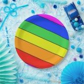 Sponky Rainbow-strepen in primaire kleuren Papieren Bordje (Feest)