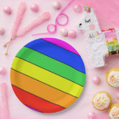 Sponky Rainbow-strepen in primaire kleuren Papieren Bordje (Feest)