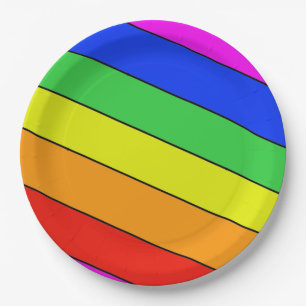 Sponky Rainbow-strepen in primaire kleuren Papieren Bordje