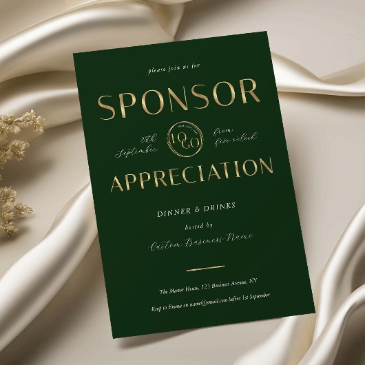 Sponsor Appreciation Green & Gold Logo Corporate Kaart
