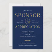 Sponsor Appreciation Navy & Gold Logo Corporate Kaart (Voorkant)