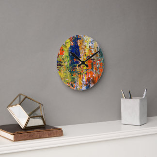 Spontane abstractie - olieverftexturen ronde klok