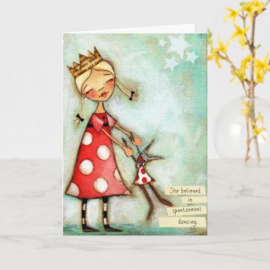 Spontane dansing - Birthday Kaart (Gele Bloem)