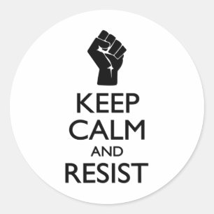 Spoof Blijf kalm en weersta politieke symbolen Ronde Sticker