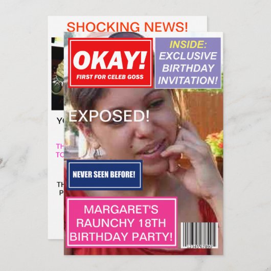 Spoof mag Celebrity gossip custom Birthday nodig Kaart (Voorkant / Achterkant)