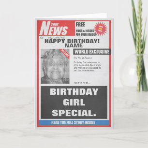 Spoof Newspaper Photo Upload Birthday Card Kaart