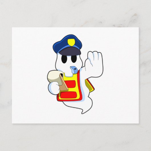 Spook als politieagent met fluitje briefkaart (Voorkant)