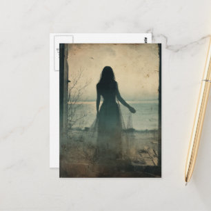 Spook bij het verlaten strandhuis briefkaart