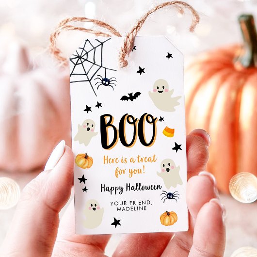 Spook Boe Fijne Halloween Verjaardagscadeau voor J Cadeaulabel