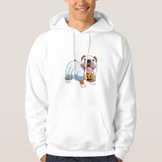 Spook Bulldog Halloween Hond Hoodie (Voorkant)