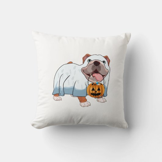 Spook Bulldog Halloween Hond Kussen (Voorkant)