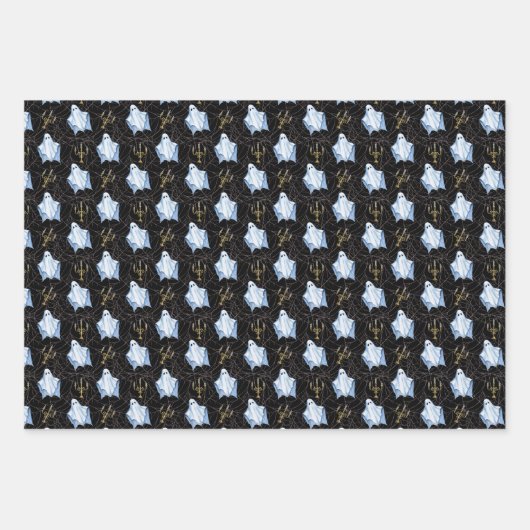 Spook, Cobwebs & Candelabra Halloween Gotisch Inpakpapier Vel (Voorkant 2)